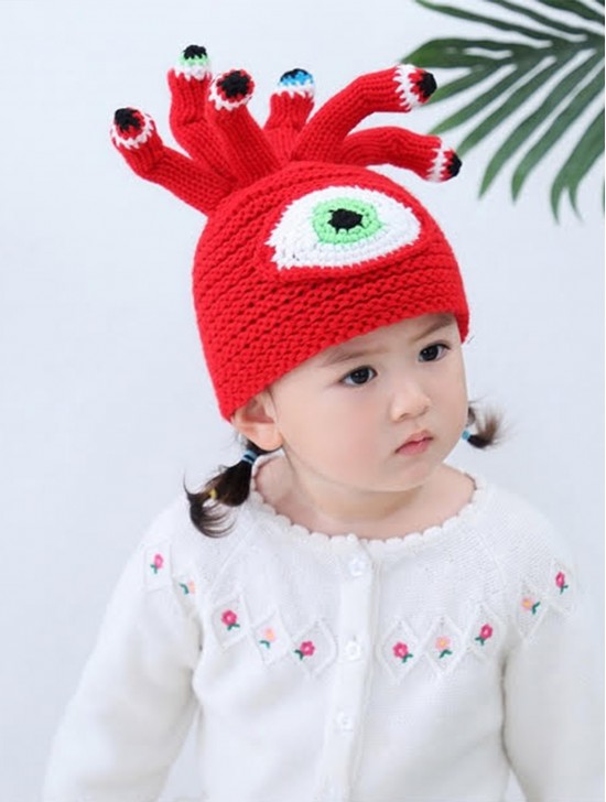 Little Kid's Alien Themed Knitted Hat